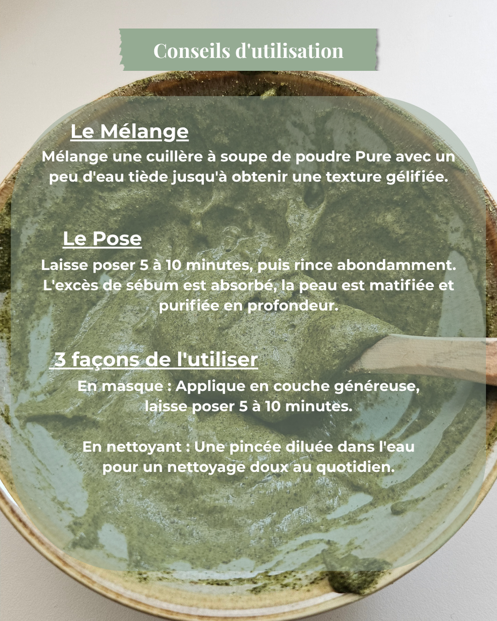 Résultat avant/après application du masque PURE