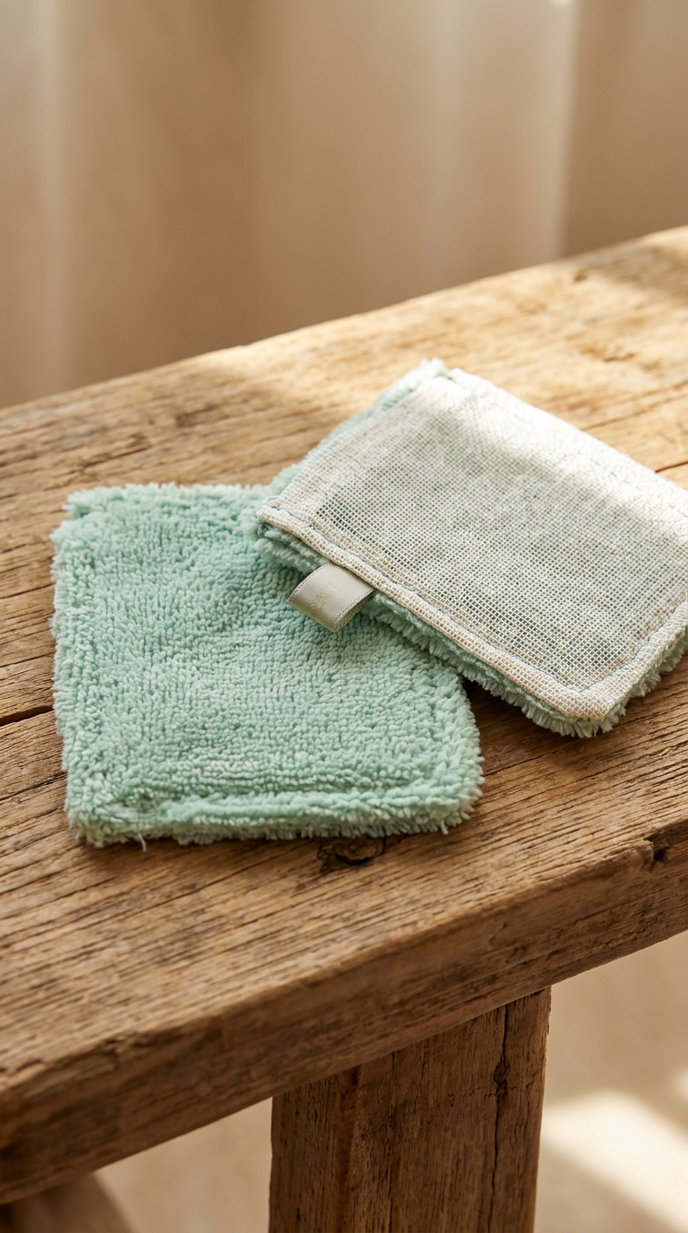 Côté jute des pads pour un rinçage exfoliant en douceur